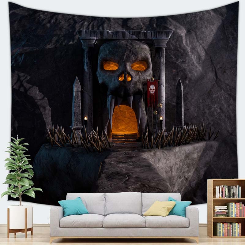 Home Decor Happy Halloween Tapestry Wall Hanging Devil Pumpkin Skull Decor Tapestry Party Tapestry 230x180cm Tapiz