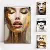 Abstract Woman Face Wallart Poster Girl Wall Art Portrait Gold Face Woman Art Print Living Decor Canvas Painting Modern Home Art