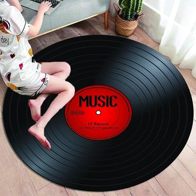 Kruhový koberec z vinylovej platne klasickej hudby,Koberce na dekoráciu stoličky v obývačke,Mäkká protišmyková podložka pre deti na hranie