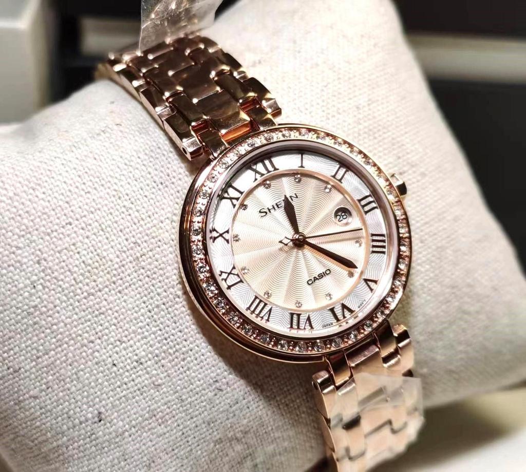 Casio Sheen Crystal Steel Ladies Watch SHE-4034PG-4A