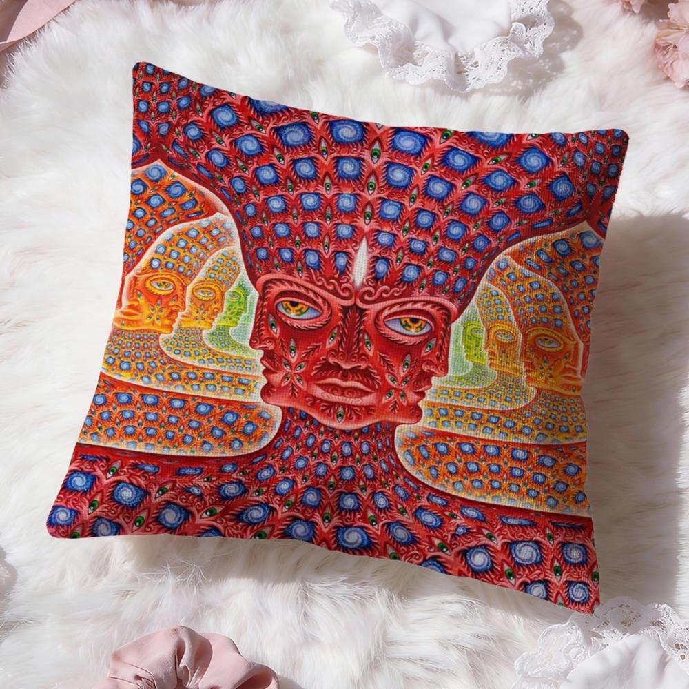 Alex Grey Trippy Psychedelic Cushion Cover Premium Comfort Reversible Pillow Cove -Two In One Design for Any Room & Car Interior
