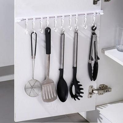 Hängehaken hinter der Schranktür Eine Reihe von Schiebeschienen Kein Bohren, Klebestangen Löffel Schaufeln Küchenutensilien Aufbewahrungsregale YLE578