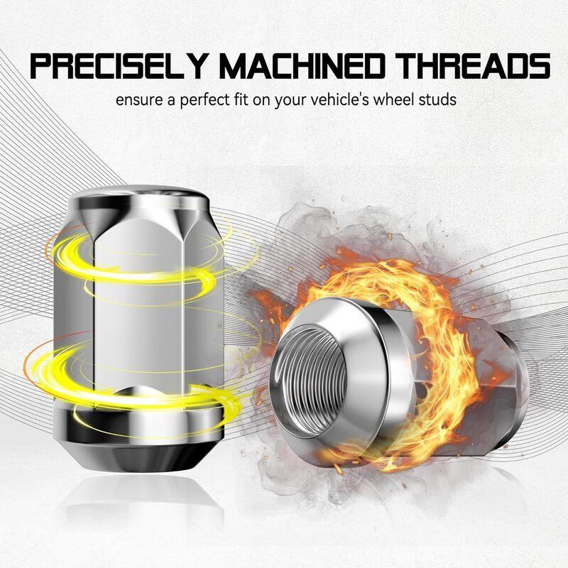 12x1.5 Wheel Lug Nuts, 20PCS M12x1.5 3/4'' (19mm) Hex 1.38 Inch Tall Closed End Bulge Style Cone Seat Lug Nut