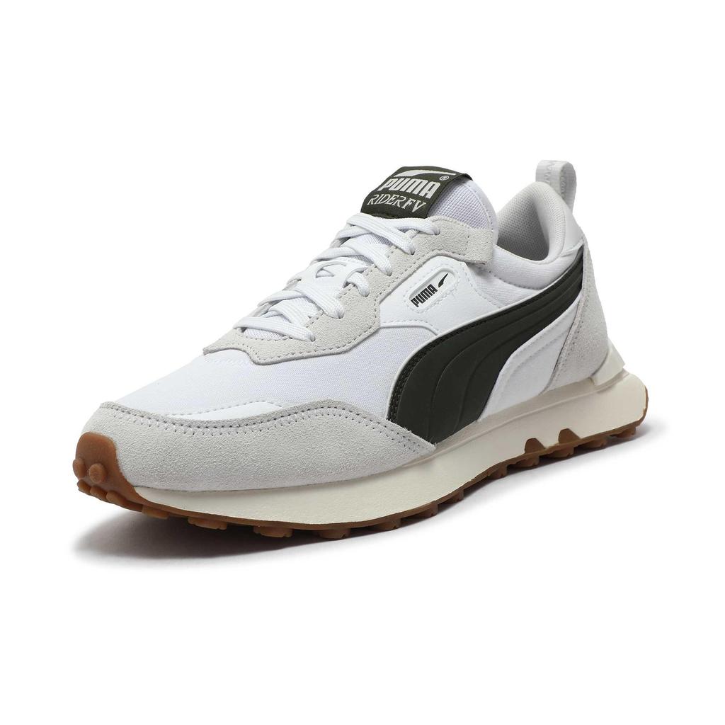 Puma Rider FV Textile, Split Cow Leather, Artificial Leather Abrasion Resistant Low Top Casual Shoes Unisex White Gray 391925-09