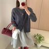 Retro Knitted Cardigan Crew Neck Zipper Autumn and Winter New Soft Waxy Lazy Style Short Casual Sweater Jacket Women
