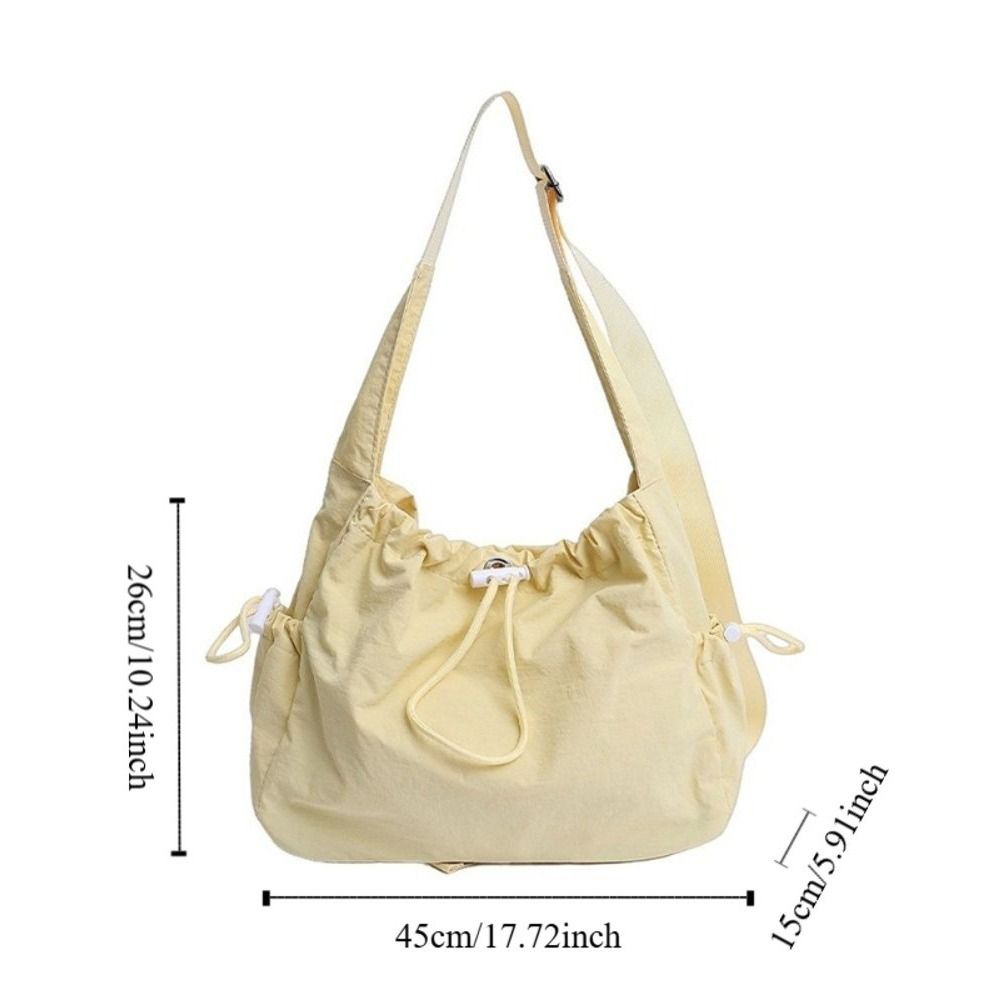Large Capacity Drawstring Tote Bag Korean Crossbody Bag Casual Nylon Shoulder Bag Office Worker