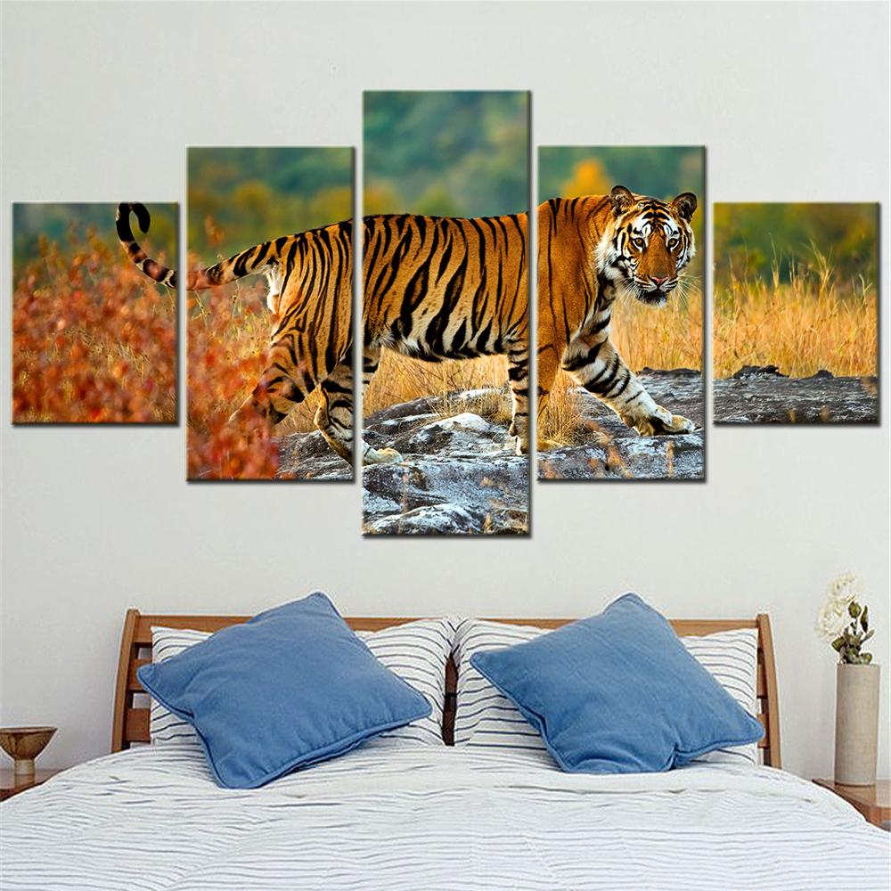 

Tiger Animal Nature Wall Art Canvas Set Picture - Aesthetic Modular Bedroom Decor Modern Living Room Painting Poster 20X35 20X45 20X55cm