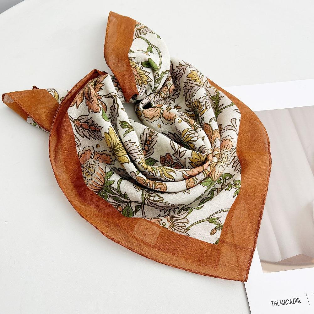 Breathable Cotton Square Scarf Korean Small Scarves Elegant Square Handkerchief  Beach