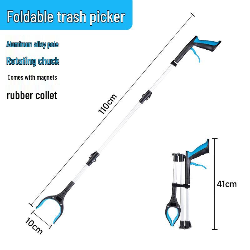 Collapsible Long-Handled Trash Picker Tongs - Household Sanitation Tool
