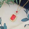 Necklace Women's European and American Fashion Hot Sale Rectangular Round Micro-inlaid Zircon Temperament Collarbone Chain High-end Accessories