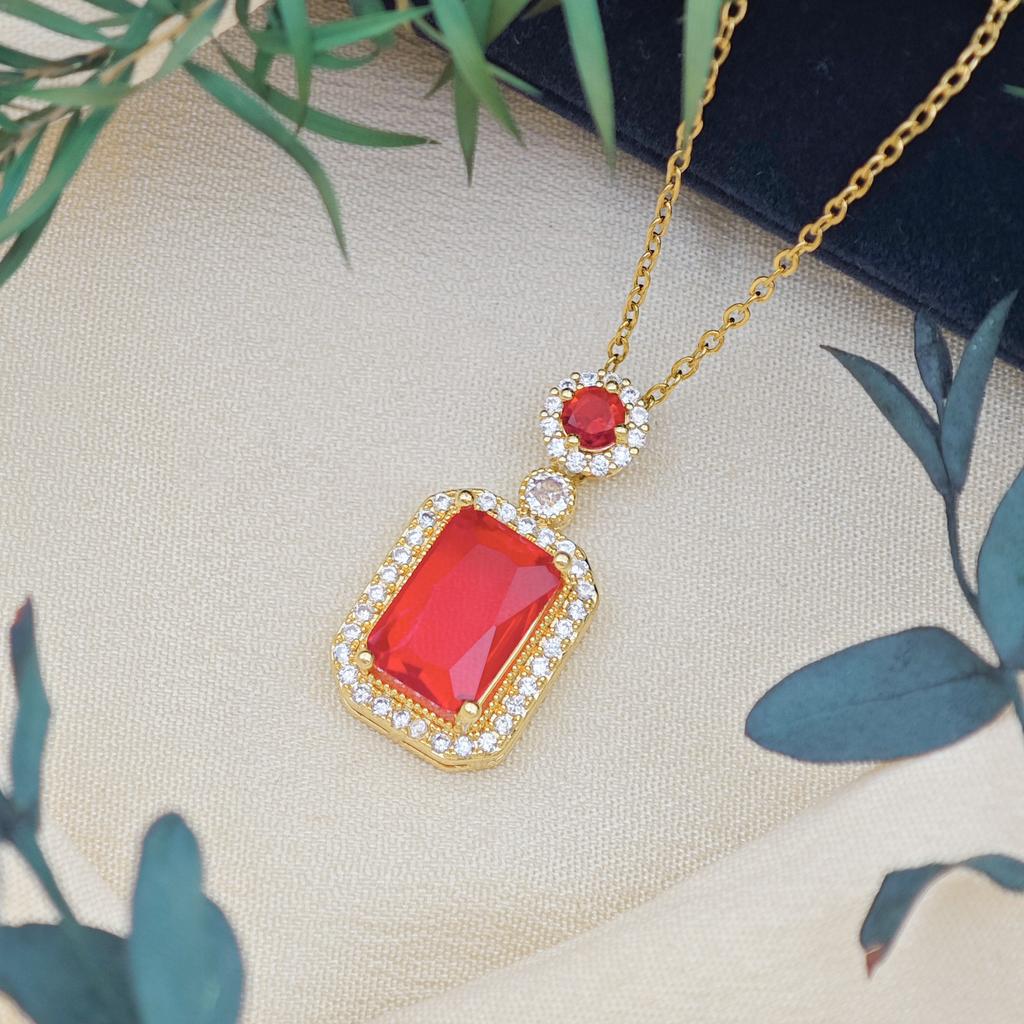 Necklace Women's European and American Fashion Hot Sale Rectangular Round Micro-inlaid Zircon Temperament Collarbone Chain High-end Accessories