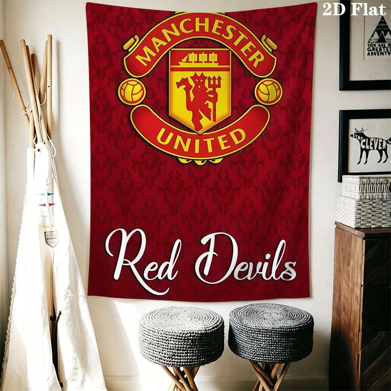 Man Utd F Wall Hanging Printed Fabric Blanket Decorative Tapestries for Bedroom Living Room Home Decor