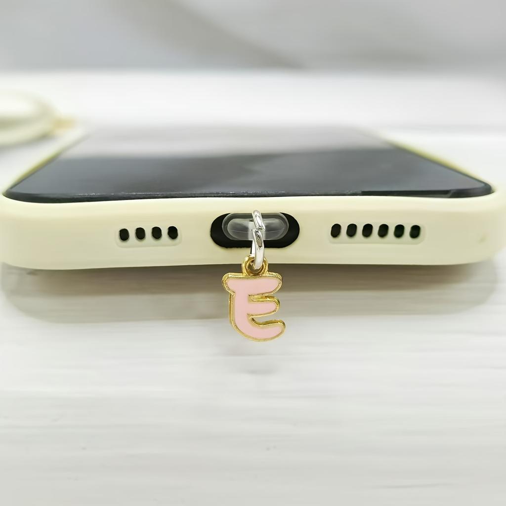 1 Stück Legierung Rosa Buchstabenanhänger Handy Staubschutzstecker Wasserdicht Staubdicht Staubfest