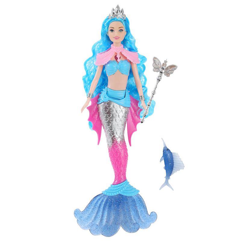 Mermaid Dolls Music Lighting Kids Toys Colorful Doll Body Pink Blue Red Purple Hair Miniature Accessories For Children DIY Game