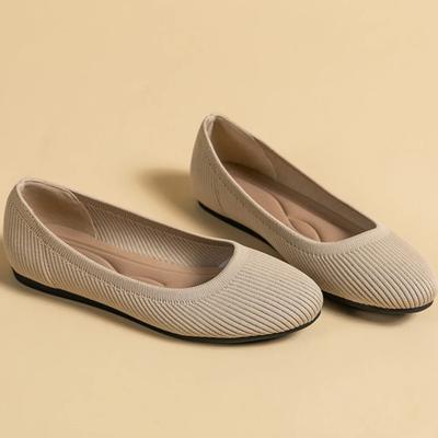 Płaskie buty damskie baleriny z okrągłym noskiem z płytkim wycięciem z tkaniny na płaskiej podeszwie modne dzianinowe buty damskie z miękką podeszwą w dużych rozmiarach