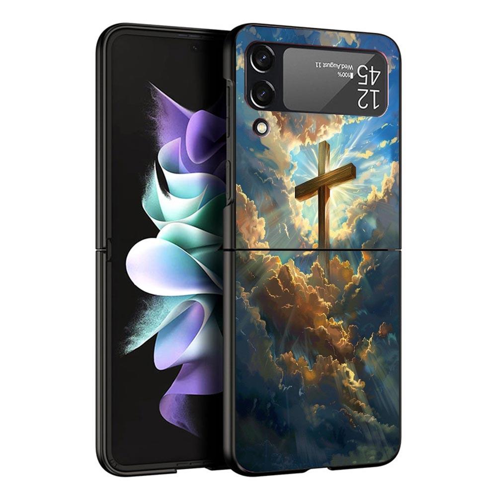 Jesus Bible Black Phone Case For Samsung ZFlip7 ZFlip6 ZFlip5 ZFlip4 ZFlip3 5G Hard Protective Galaxy Z Flip 3 4 5 6 7