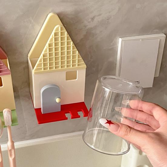 Toothbrush Holder Wall Mounted Storage Rack Double Slot Design Keeps Toothbrush Dry Bathroom Organizer