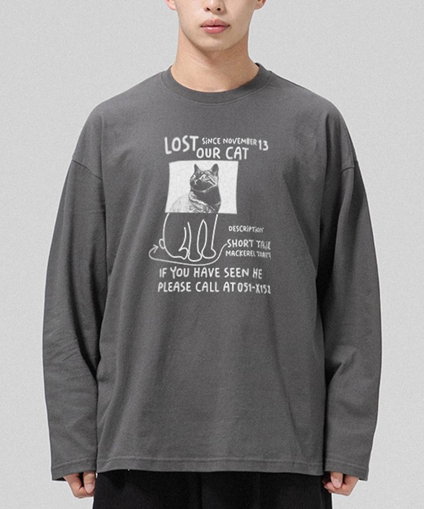Geulaenpini Lost Cat Oversized Long Sleeve - Grey