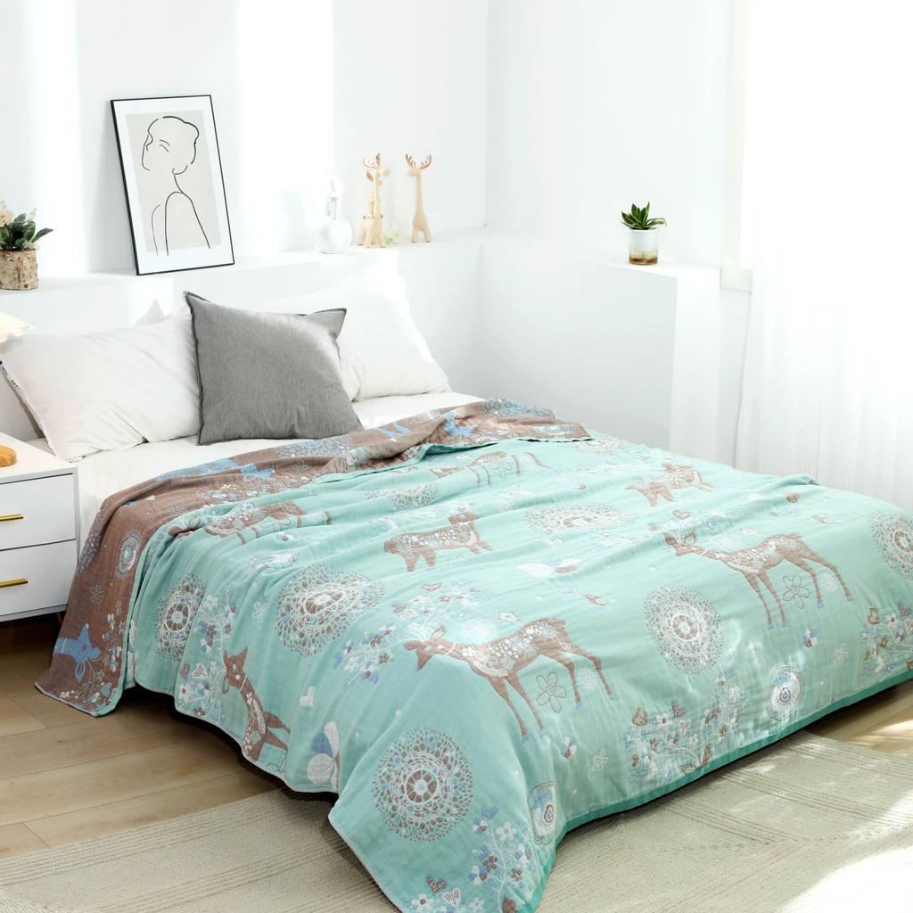 New Nordic Throw Blanket Cotton Gauze Sofa Cover King Size Cute Blanket Deers Office Nap Thin Quilt Boho Decor Soft Bedspread