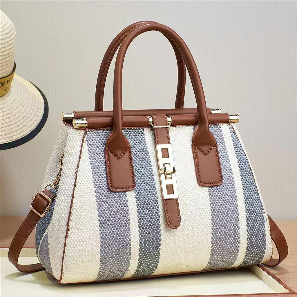 2024 Plaid Color-Block Women's Crossbody Handbag - Imitation Woven, Large Capacity, Fashion Forward