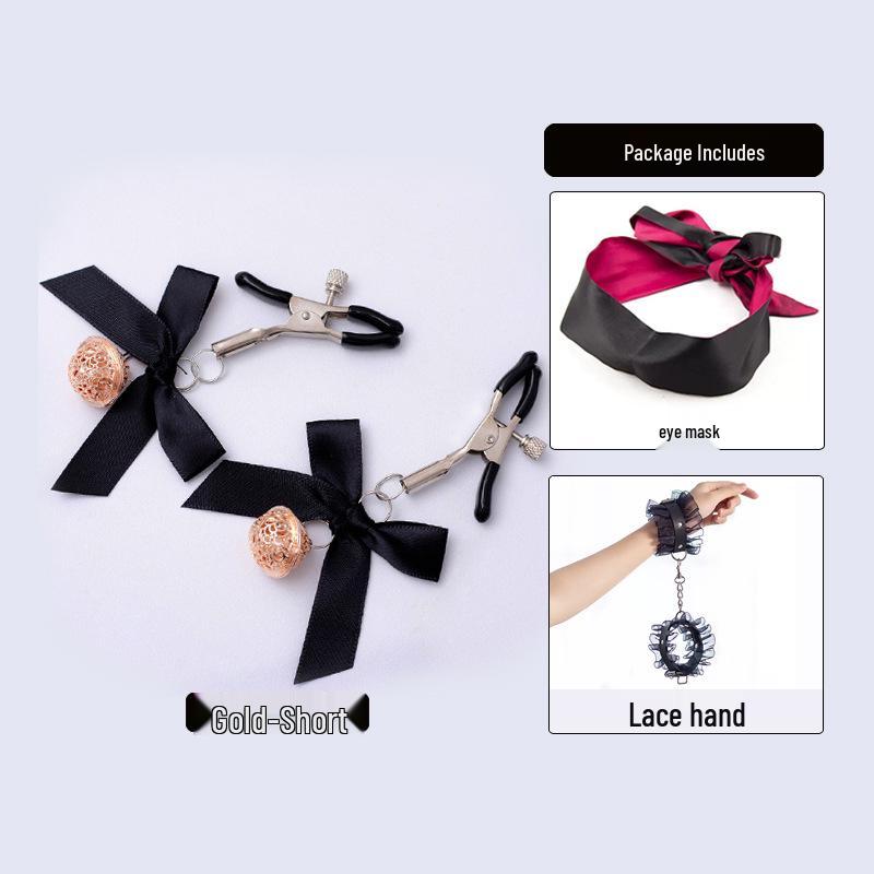 SM Adjustable Nipple and Breasts Clamps with Bow Tie for Couples