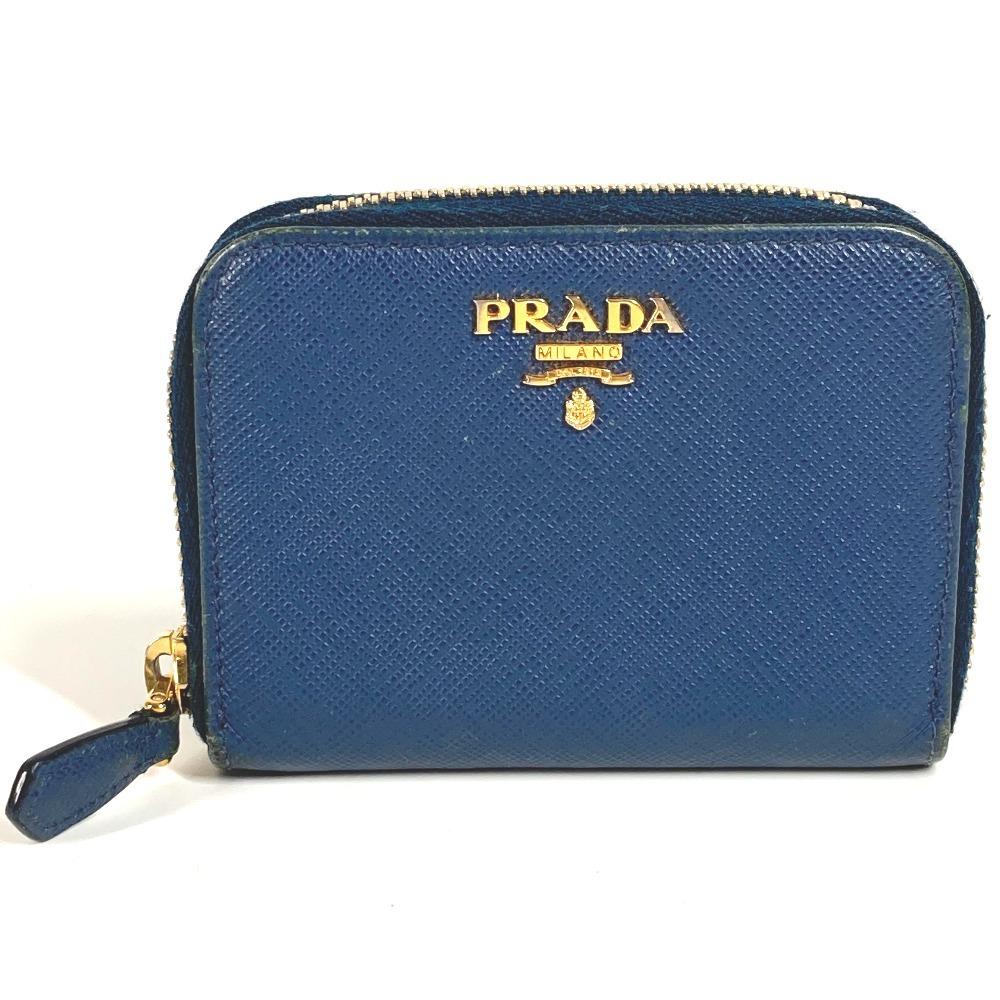 Prada 1MM268 Safiano Logo Wallet Coin Compartment Zip Around Coin Purse