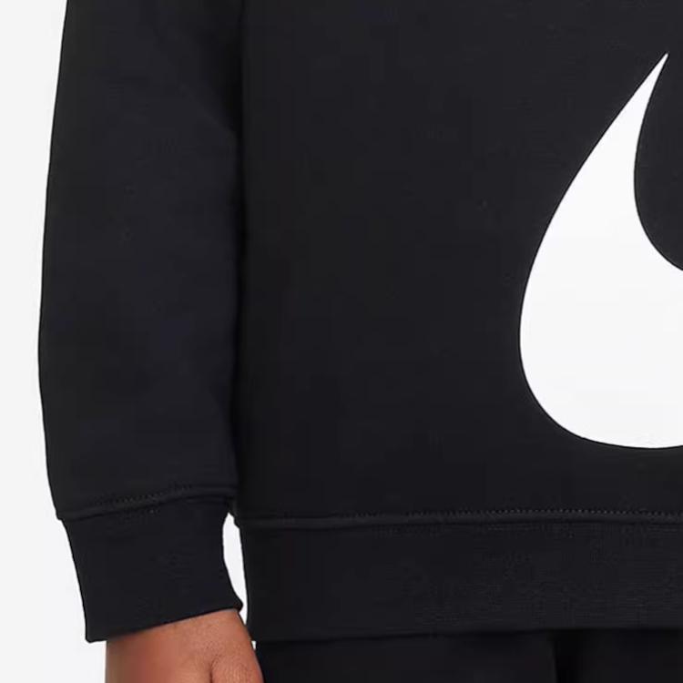 Nike Color Block Round Neck Casual Long Sleeve Fleece Sweatshirt Kids tops Black DR5585-010