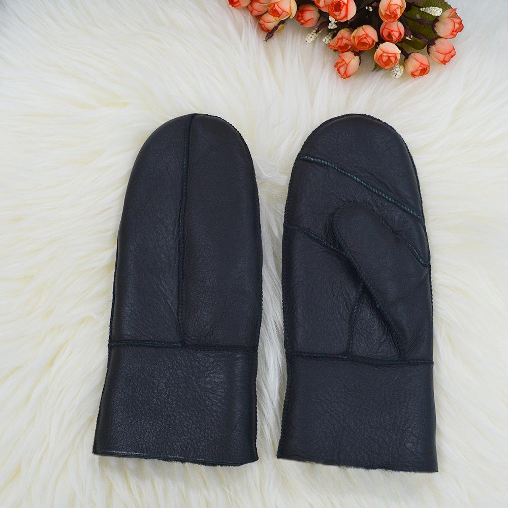Women's Lambskin Leather Fur Winter Gloves with Hand-Muff - Cold Weather Protection.