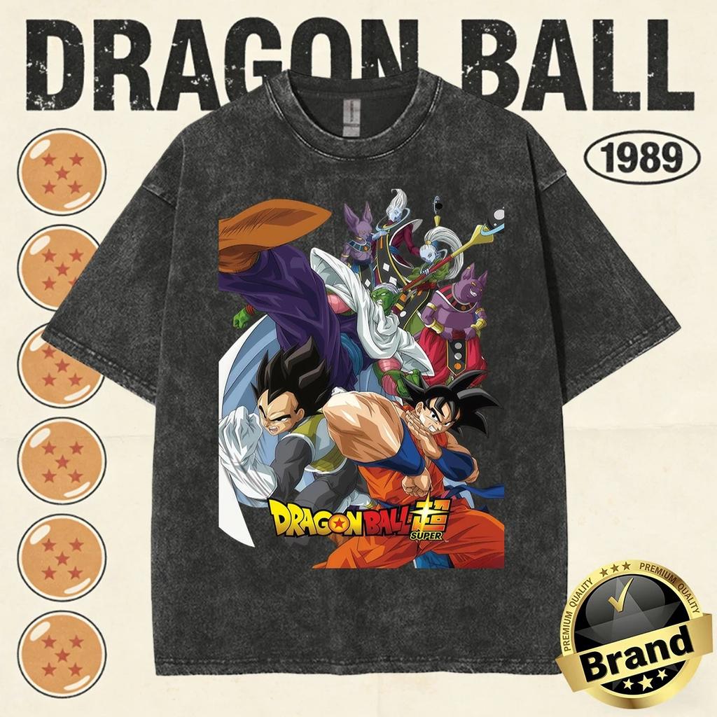 Hot Sale Dragon Ball Graphic Print T-Shirt Men Women Vintage Washed Cotton Summer New Tee Streetwear Y2K Harajuku Fashion Casual Oversized Top