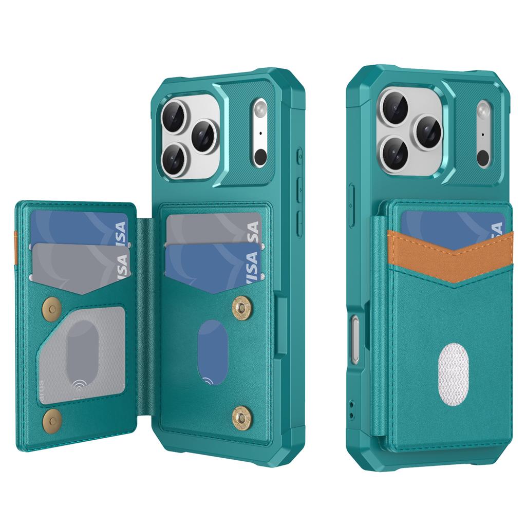 For iPhone 17 Pro Max Case RFID Blocking Card Slot Kickstand Leather + TPU Phone Cover