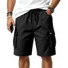 Men's Multi Pocket Cargo Shorts Elastic Waist Drawstring Loose Fit Casual Outdoor Work Shorts with Side Flap Pockets