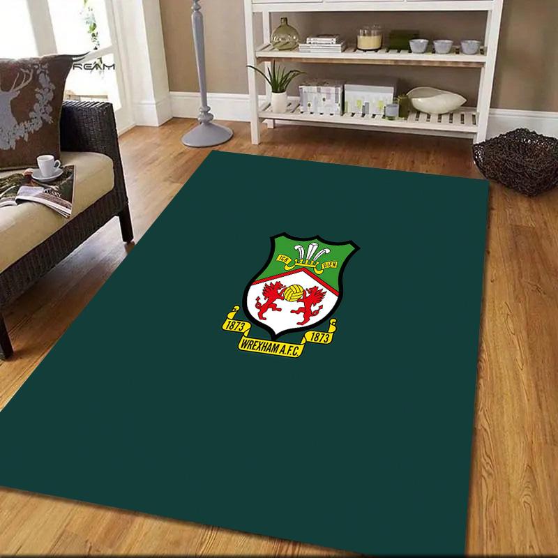 Wrexham AFC Flannel Pattern Square Carpet,Area Rug,Carpet Rug for Living Room Bedroom Sofa Playroom Decor,Non-slip Floor Mat