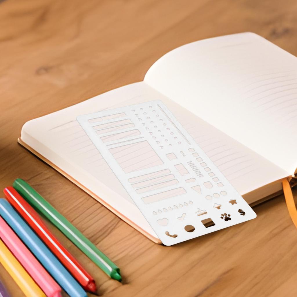Planner Stencil Set Coil-bound Notebook Stencil Handmade Flexible Template Set for Diy Scrapbooking Journaling with Dot Grid