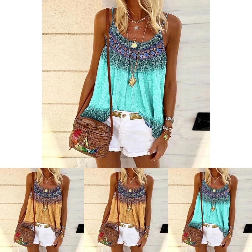 Trendy Plus Size Women's Loose Floral Print Strappy Tops For Effortless Summer Style