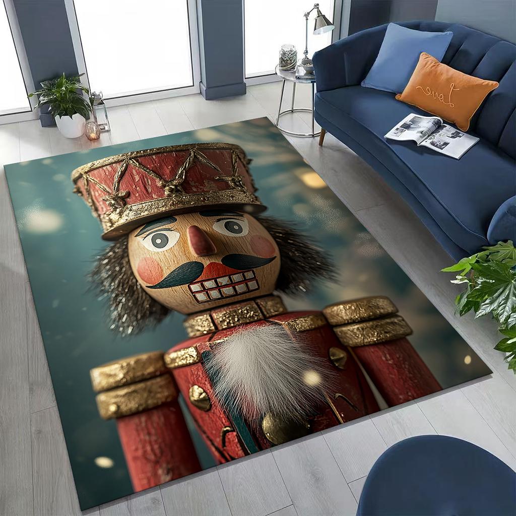 2026 New Nutcracker Merry Christmas Tree Cartoon Puppet Gift Carpet Rug for Bedroom Living Room Sofa Home Doormat Decor,Non-slip