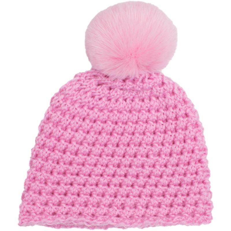 Winter neue Baby einfarbige Wollmütze, Kinder Strickmütze mit Bommel, Babymütze
