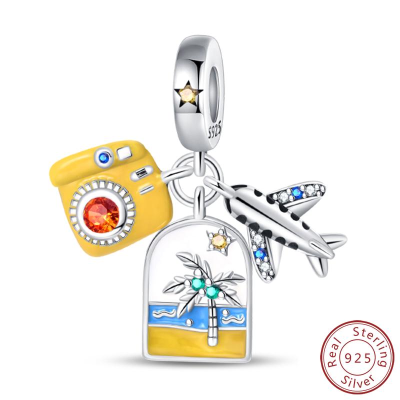 100% 925 Silver Charms Pendant Airplane Beach Sailing Hat Sun Energetic Attractiveness Design For Fine Jewelry Making