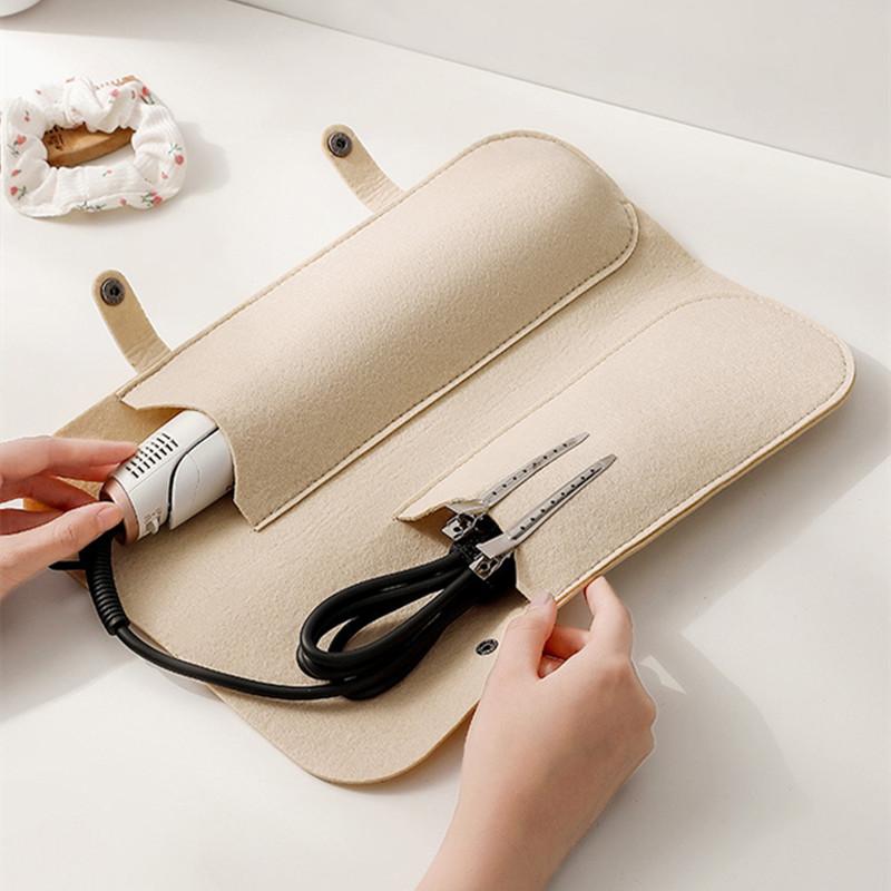 Sac de Rangement en Feutre pour Fer à Boucler Portable Résistant à la Chaleur Housse pour Fer à Boucler Tapis Isolant pour Fer à Boucler Organisateur Anti-Poussière