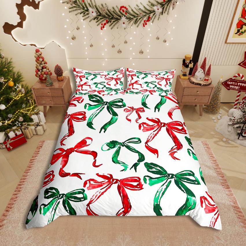 Homewish Cute Bowknot Duvet Cover SetLove Heart Print For Teens Bedding SetDreamy Princess Decor