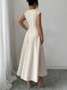 Vestido Elegante Largo de Manga Corta con Escote Cuadrado para Mujer