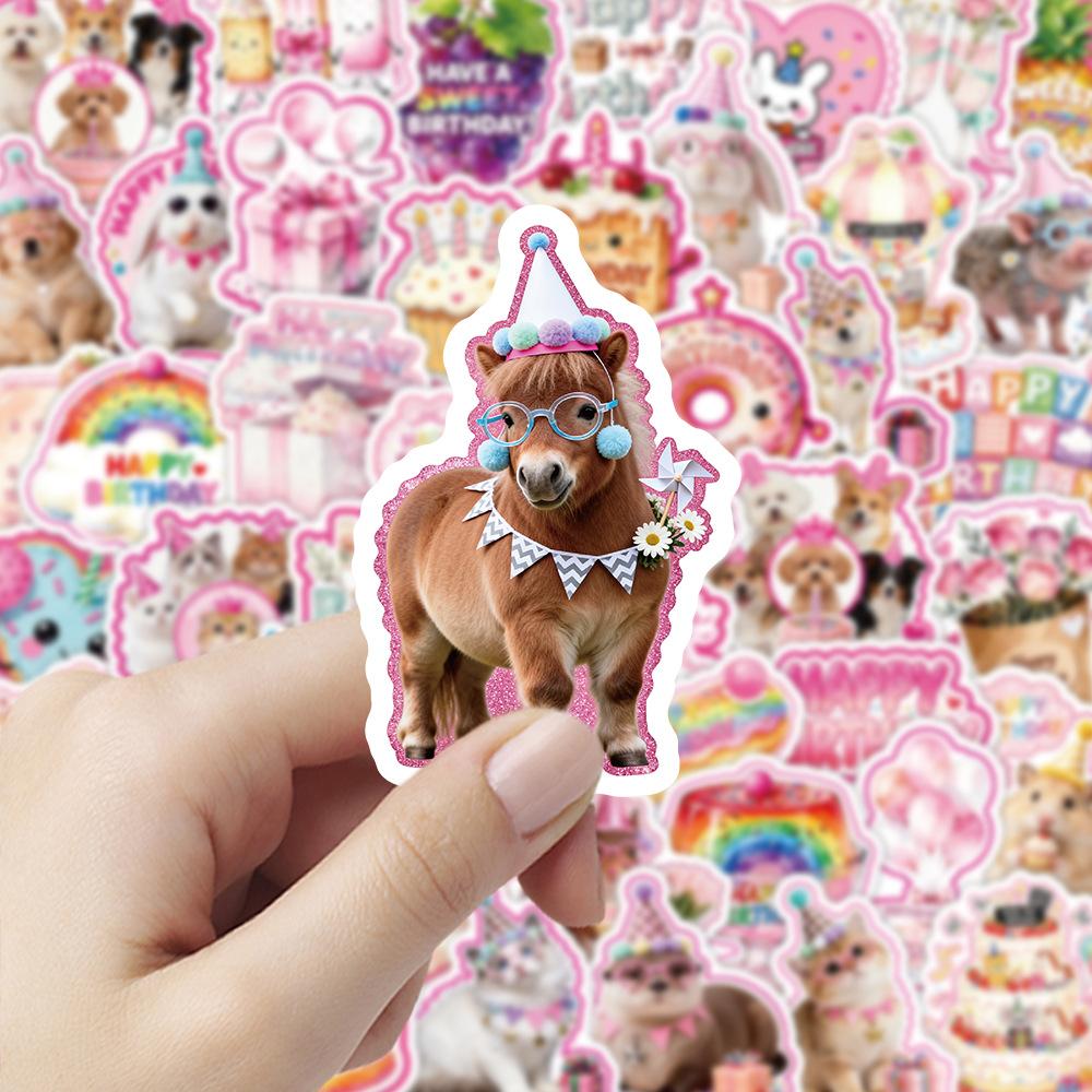 50Pcs Happy Birthday Graffiti Stickers Cute Cartoon Decal Diy Luggage Phone Guitar Scraphbook Waterproof Sticker Classic Kid Toy