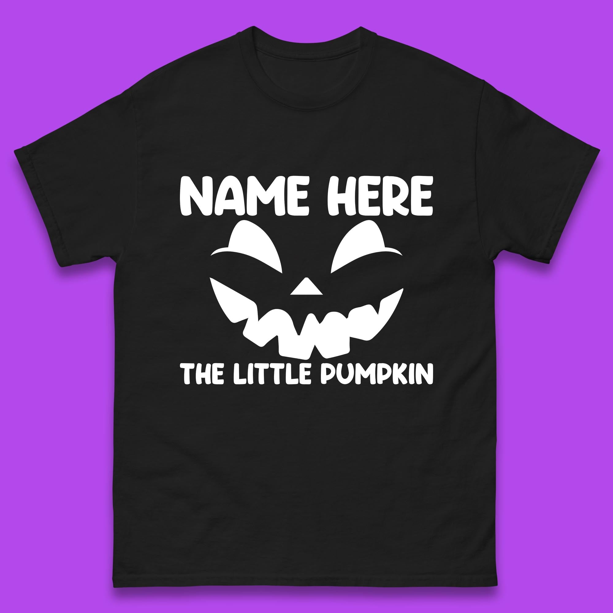Personalised Your Name Here The Little Pumpkin Jack O Lantern Scary Spooky Face Mens Tee Top 4XL