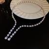 Elegant Rhinestone Flower Tassel Necklace for Women - Stylish Geometric Water Drop Design