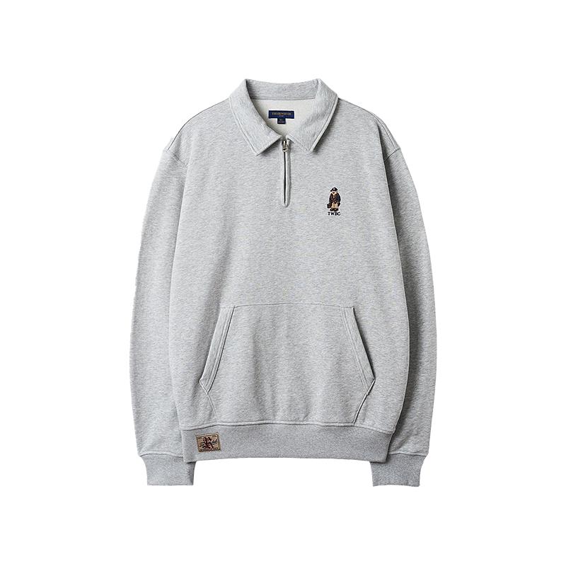 

Teenie Weenie Men s Loose Fit Terry Fleece Pullover Sweatshirt with Zipper Collar L