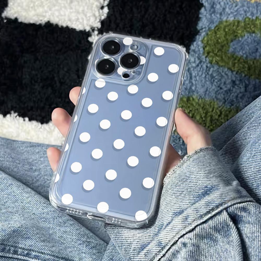 Premium Phone Case For Iphone 16E 17E 13 14 16 17 Air 15 Plus 12 11 Pro Max Smooth Touch Shell Simple White Wave Dot Cover