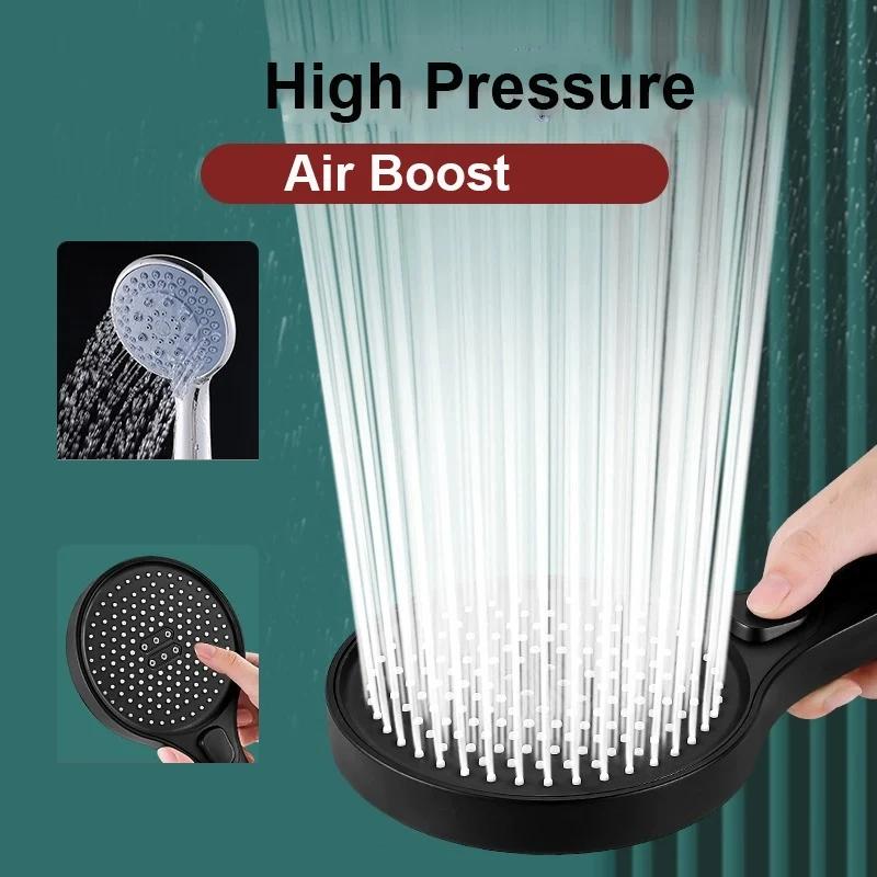 13CM Big Panel High Pressure Shower Head 3 Modes Adjustable Large Flow Waterfall Pressurised Handheld Shower Bathroom Accessorie