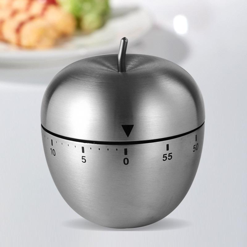 International Stainless Steel Apple Egg Timer - Mechanical Kitchen Countdown Reminder Gadget