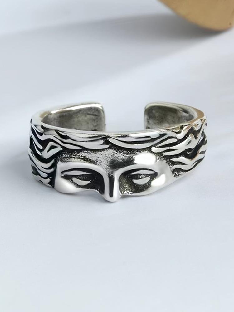 

Кольца для мужчин Креативное кольцо-маска Венеры, Ретро тайское серебро рельеф с регулируемым отверстием Кольцо Признание подарок