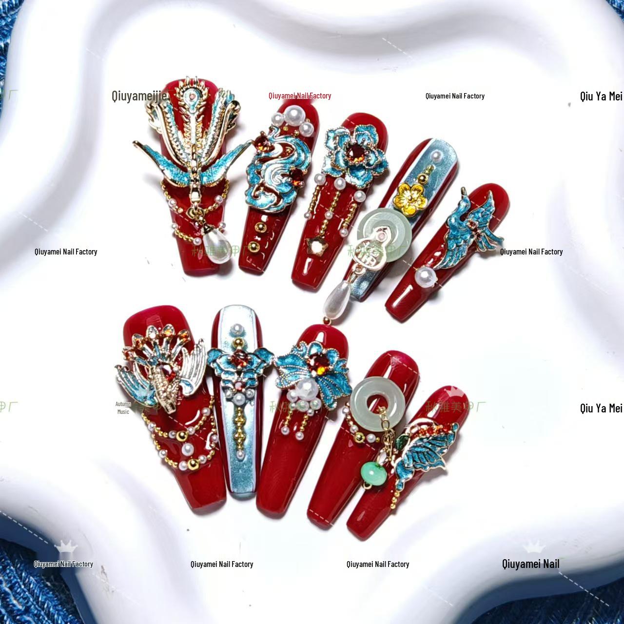 

Ручная работа, корона феникса в китайском стиле, цветочные циркониевые накладные ногти Small