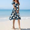 Dámské letní ležérní módní květinové tiskové šaty s výstřihem do V a krátkým rukávem, krátká sukně